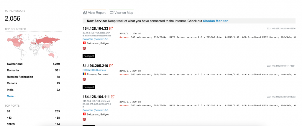 motore di ricerca shodan